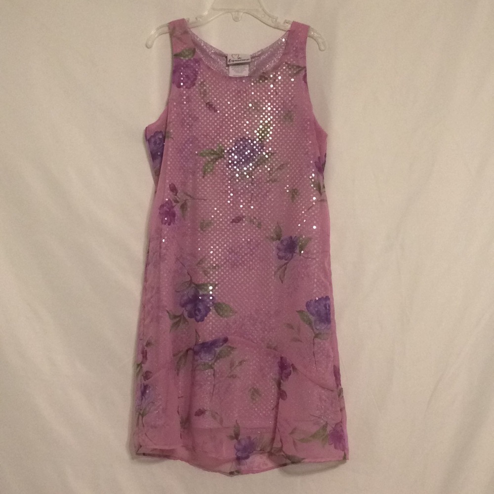 Pink Sleeveless Dress with Scarf